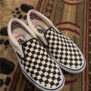 Vans Men's Checkerboard Slip-On Sneakers - Black and Cream